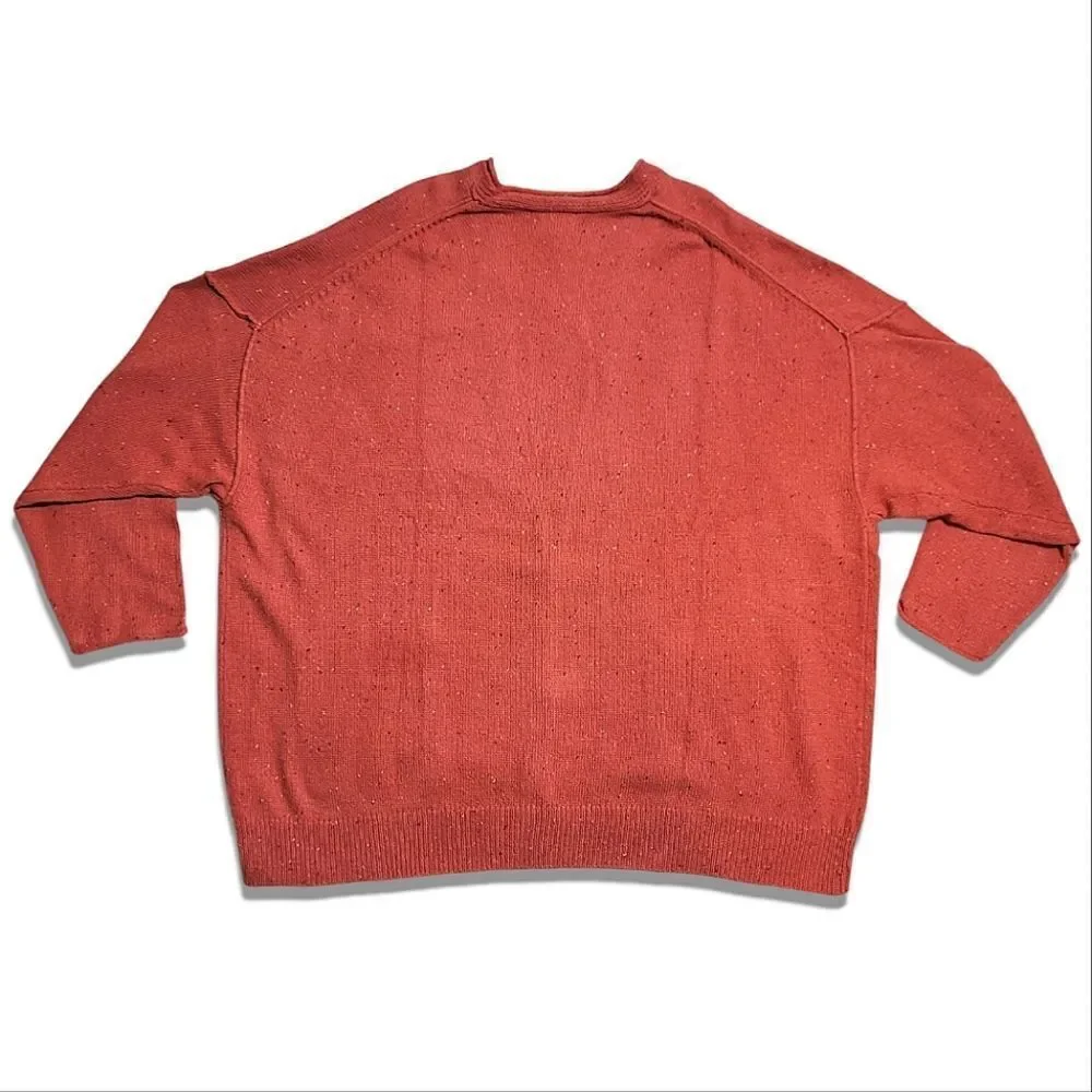Universal Thread Orange Oversized Knit Flecked Button-Up Cardigain